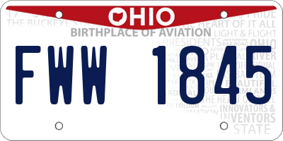 OH license plate FWW1845