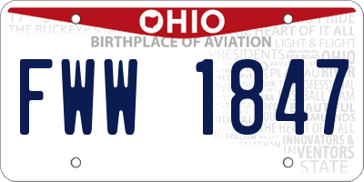 OH license plate FWW1847