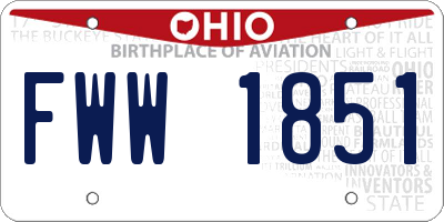 OH license plate FWW1851