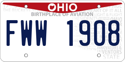 OH license plate FWW1908