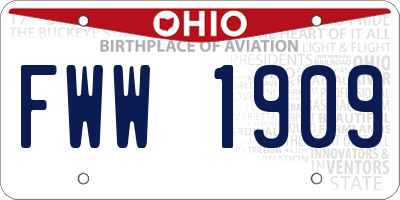OH license plate FWW1909