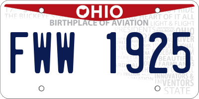 OH license plate FWW1925