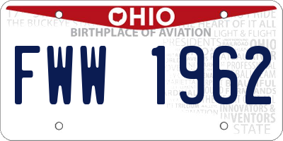 OH license plate FWW1962