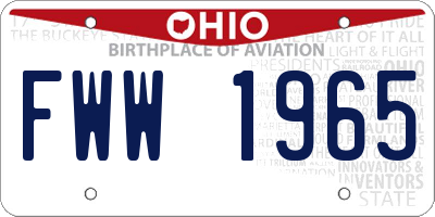 OH license plate FWW1965