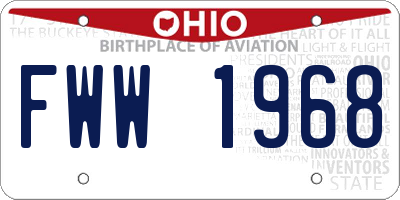 OH license plate FWW1968