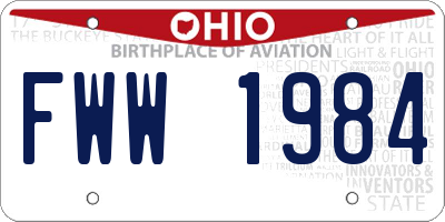 OH license plate FWW1984