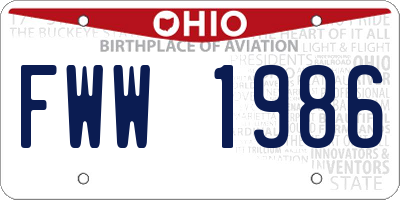OH license plate FWW1986