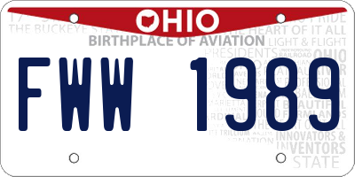 OH license plate FWW1989