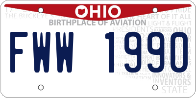 OH license plate FWW1990