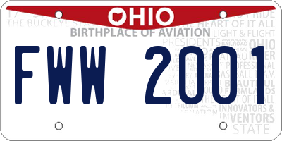 OH license plate FWW2001