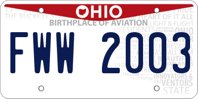 OH license plate FWW2003