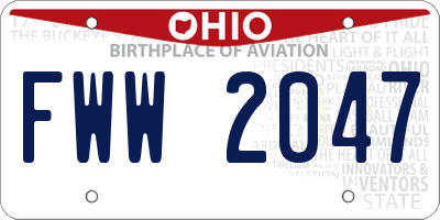 OH license plate FWW2047