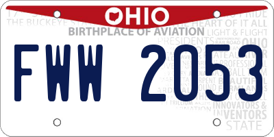 OH license plate FWW2053