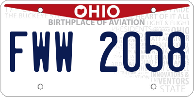 OH license plate FWW2058