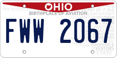 OH license plate FWW2067