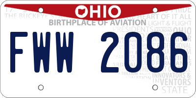 OH license plate FWW2086