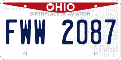 OH license plate FWW2087
