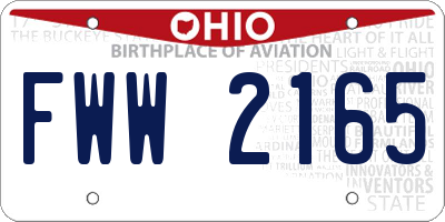 OH license plate FWW2165