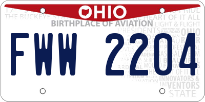 OH license plate FWW2204
