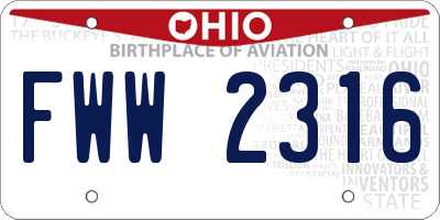 OH license plate FWW2316