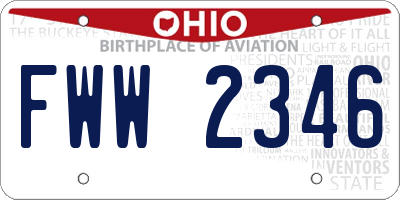 OH license plate FWW2346