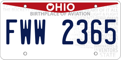 OH license plate FWW2365