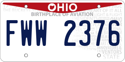 OH license plate FWW2376