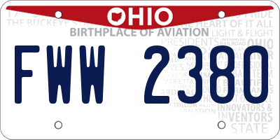OH license plate FWW2380