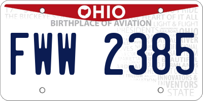 OH license plate FWW2385