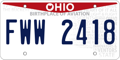 OH license plate FWW2418