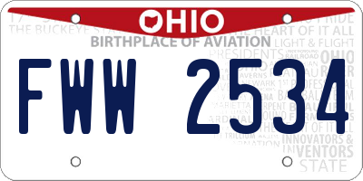 OH license plate FWW2534
