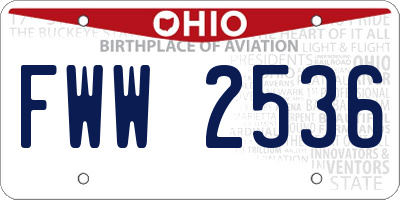 OH license plate FWW2536