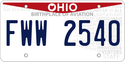 OH license plate FWW2540