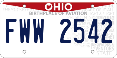 OH license plate FWW2542