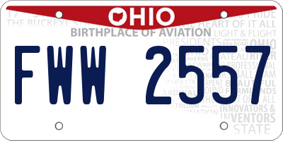 OH license plate FWW2557