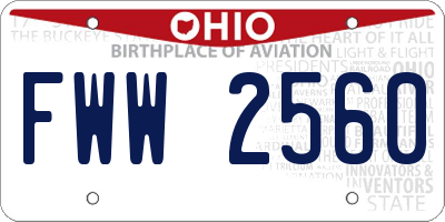 OH license plate FWW2560