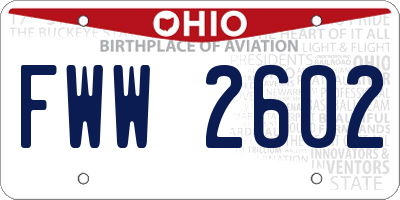 OH license plate FWW2602