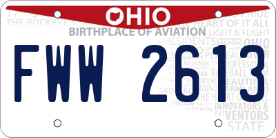 OH license plate FWW2613