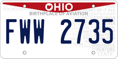 OH license plate FWW2735