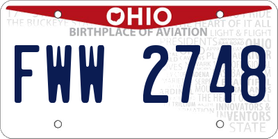 OH license plate FWW2748