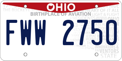 OH license plate FWW2750