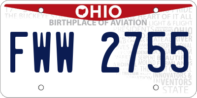 OH license plate FWW2755