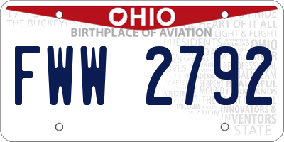 OH license plate FWW2792