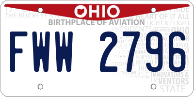 OH license plate FWW2796