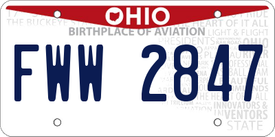 OH license plate FWW2847
