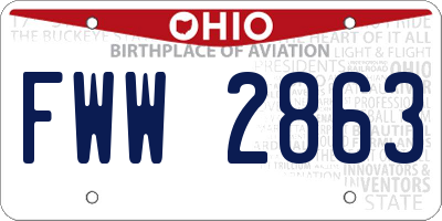OH license plate FWW2863