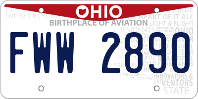 OH license plate FWW2890