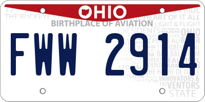 OH license plate FWW2914