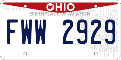 OH license plate FWW2929