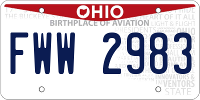 OH license plate FWW2983